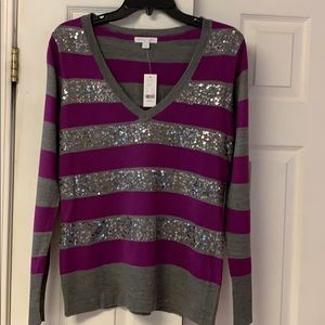 New York & Company Gray gray sequin & purple sz M